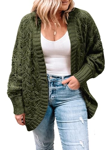 Image of Eytino Womens Plus Size Crochet Cardigan Sweater Long Sleeve Hollow Out Open Front Cardigans Outwear(1X-5X)