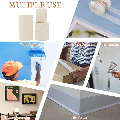 GOWTX 6 Stück Weißes Gewebeband Hand Zerrissen, 38mm Wasserdicht Handwerk Klebeband, Zeichnung DIY Papierklebeband Das Universelle, Klebeband zum Reparieren für Wohndekoration Auto Malerei