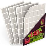 GreenFix Double Sided Mounting Squares 140PCs - Clear Sticky Tack for Wall Hanging - Poster Putty Re