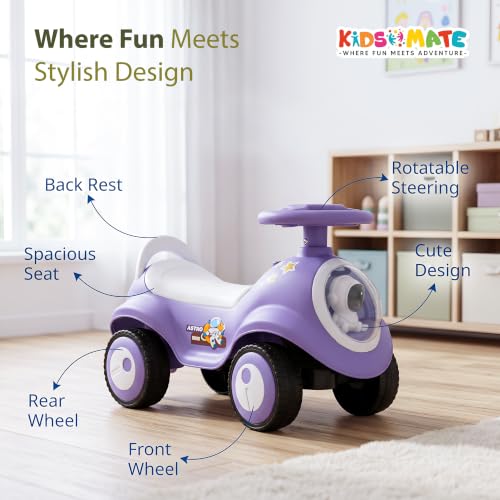 Image of Kidsmate Astro Rider Push Ride On Car for Kids 1 to 3 Years (Purple)