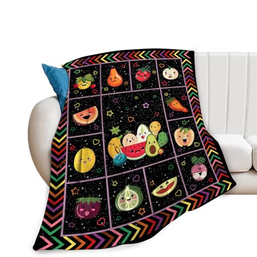 Fruits Blanket Cute Fruit Throw Blankets Funny Galaxy Plush Cozy Flannel Fleece Ultra Soft Fuzzy Party Blanket Gifts for Girls Women Men Boys Kids Bed 80