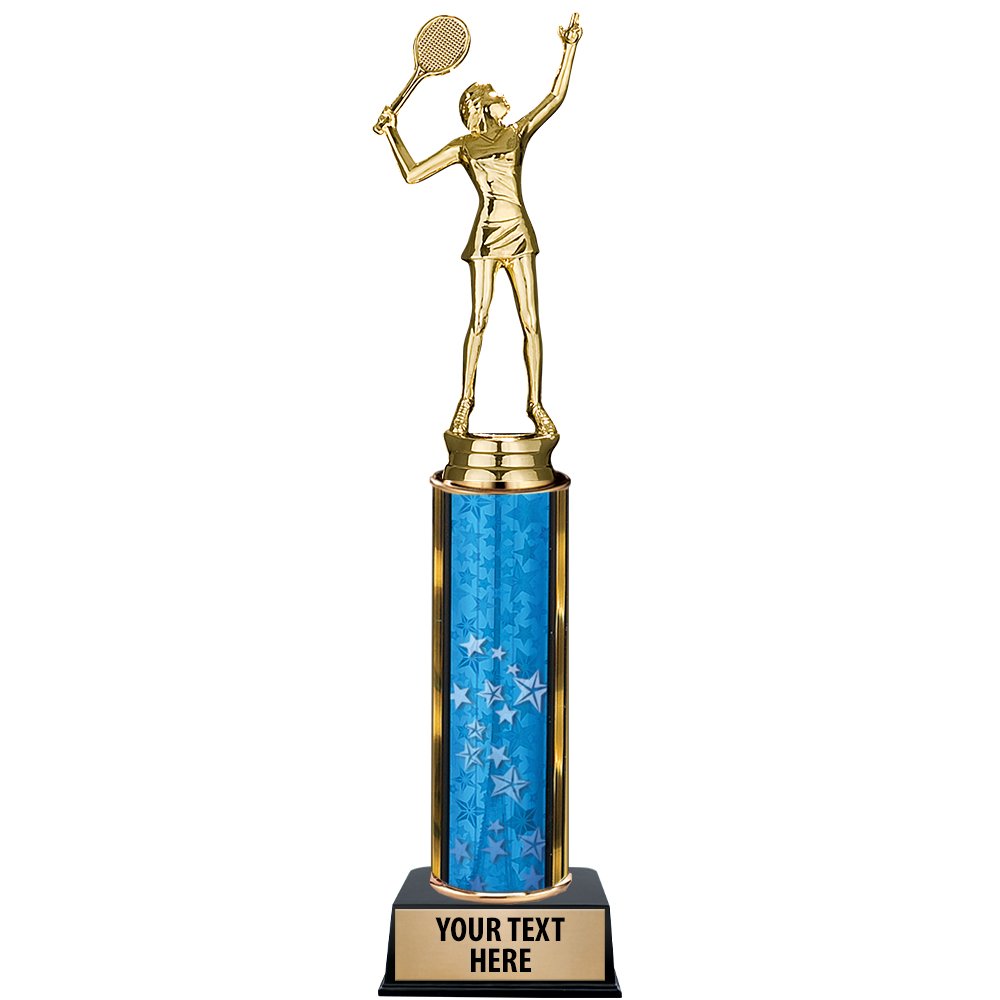 Crown Awards 12.5" Tennis Female Trophy, Tennis Female Trophies with Customized Text