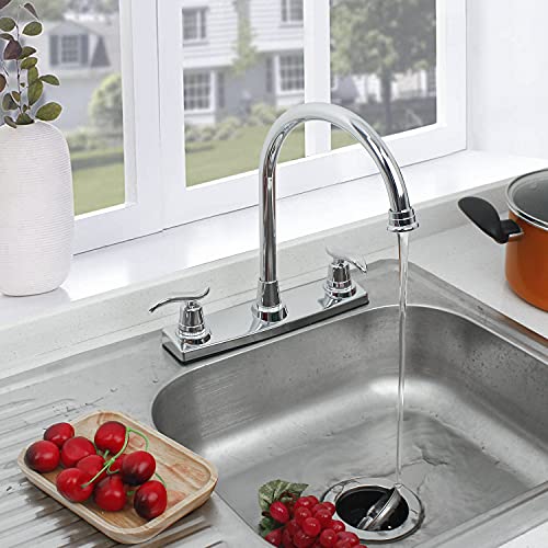 Solvex 2 Handle Kitchen Sink Faucet, High Arc 360 Swivel Stainless Steel Pipe 3 Hole Kitchen Faucet, Commercial Modern Chrome Kitchen Sink Faucet, Us-Sp-80093 #TOP2