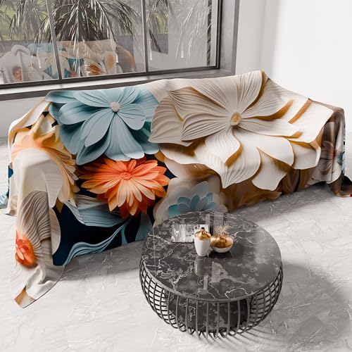 PETTI Artigiani Italiani - Telo Arredo in Microfibra, Copritutto, Copridivano 260x270 cm, Fantasia Floreale 05 5 | Telo Protettivo Lavabile, Copriletto e Copritavolo Multiuso per Divani