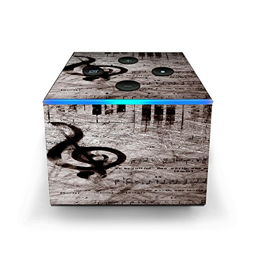 Skin Decal Vinyl Wrap for Amazon Fire TV Cube & Remote Alexa Skins Stickers Cover/Vintage Piano Key Music Notes Book Page
