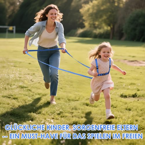 Gaethra Pferdeleine zum Spielen für Kinder ab 3 Jahren, 3 Stück Pferdegeschirr für Kinder zum Spielen, Größenverstellbare Pferdeleine Kinder für Skifahren, Rollenspiele, Outdoor (Blau)