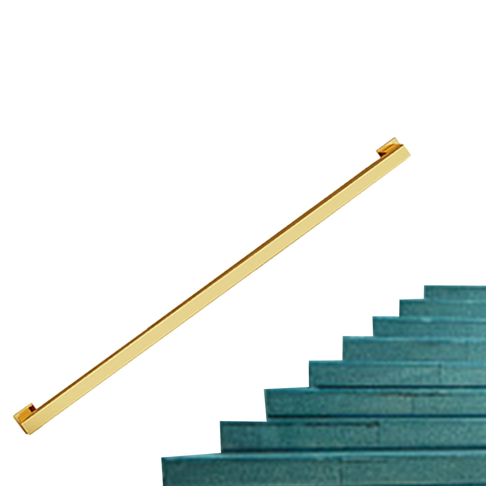 Staircase Handrails, Handrails for Indoor Stairs Stair Railing Hand Railings for Stairs Metal Railing Gold Wrought Iron Pipe Handrail Banister Armrest(18ft/540cm)