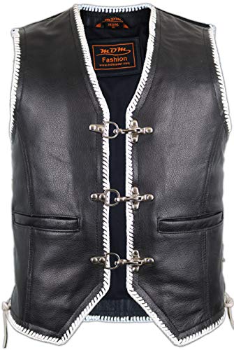 Veste gilet en cuir Biker noir/blanc (XXXXXL)