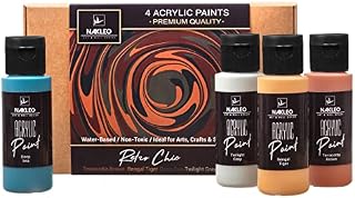 NAKLEO Acrylic Stencil Paints Set - 4 Colors (60ml, 2oz) - Retro Chic - Brown Navy Gray - Art Supplies DIY - Non-Toxic Water-Based Matte Wall Wood Canvas Paper Fabric Stone