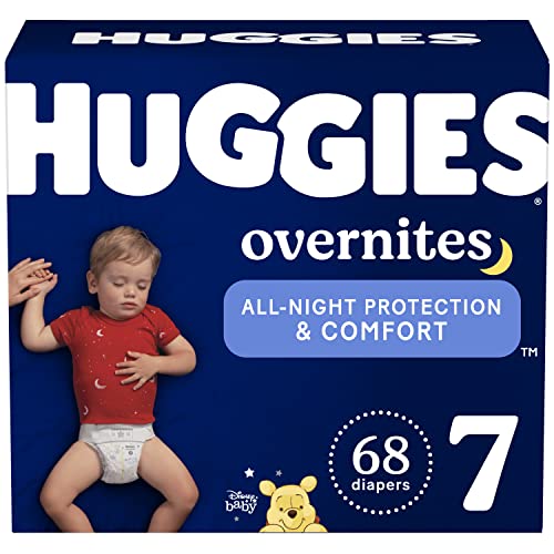 Huggies Overnites Size 7 Overnight Diapers (41+ lbs), 68 Ct (2 Packs of 34), Packaging May Vary