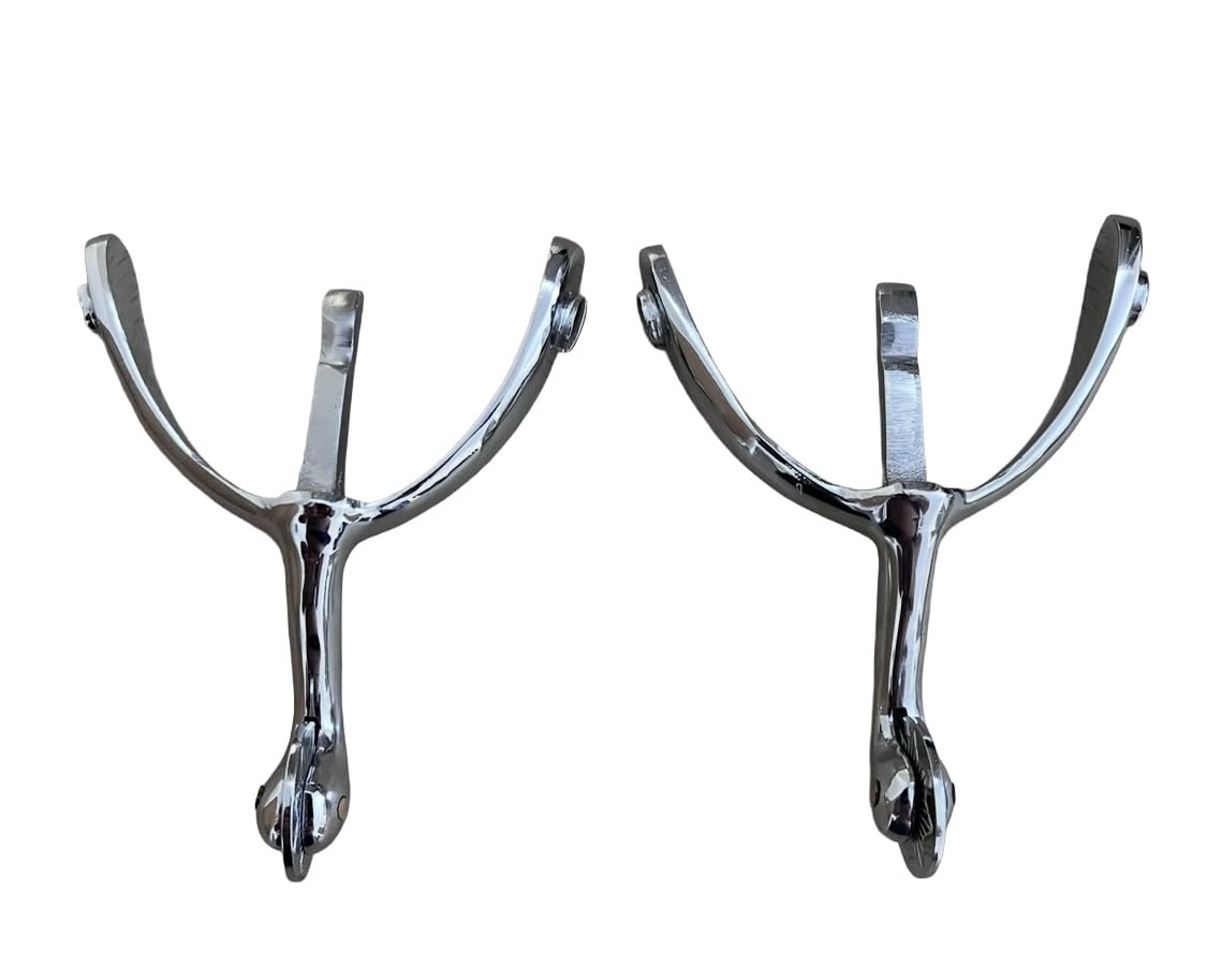 Swan Neck Spurs Solid Brass Metal Nickel & Chromed (Pair) British Army/Military Boots/Shoes (Brass Silver)