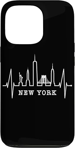Funda para iPhone 13 Pro New York Skyline Heartbeat Statue Of Liberty I Love New York