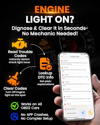 ANCEL BD310 Bluetooth OBD2 Scanner, 2-in-1 Car Diagnostic Scan Tool & Code Reader with App, Battery Test, Trip Analysis, Performance Test, for iPhone & Android, All 1996+ Vehicles - Thumbnail 3