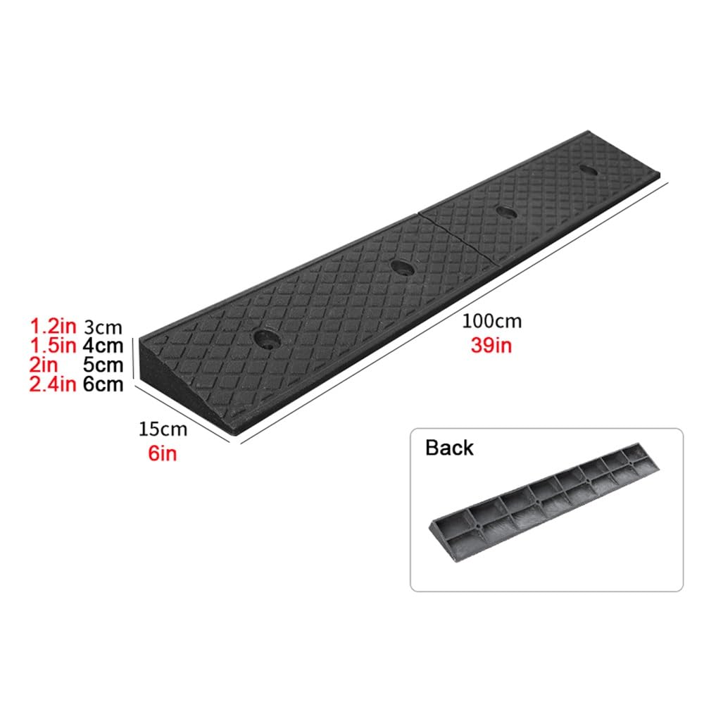Rampas De Bordillo De Coche Rampas De Umbral De Goma Alto 3 4 5 6 7 8 9cm Rampa para Silla De Ruedas Antideslizante Rampa De Acceso Portátiles para Coches(39x6x1.5in/100x15x4cm)