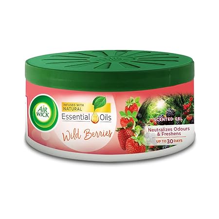 Airwick Air Freshener Gel Can, Wild Berries - 70gm | Neutralizes Odours & Freshens | Lasts up to 30 Days |Suitable for Home, Car & Office
