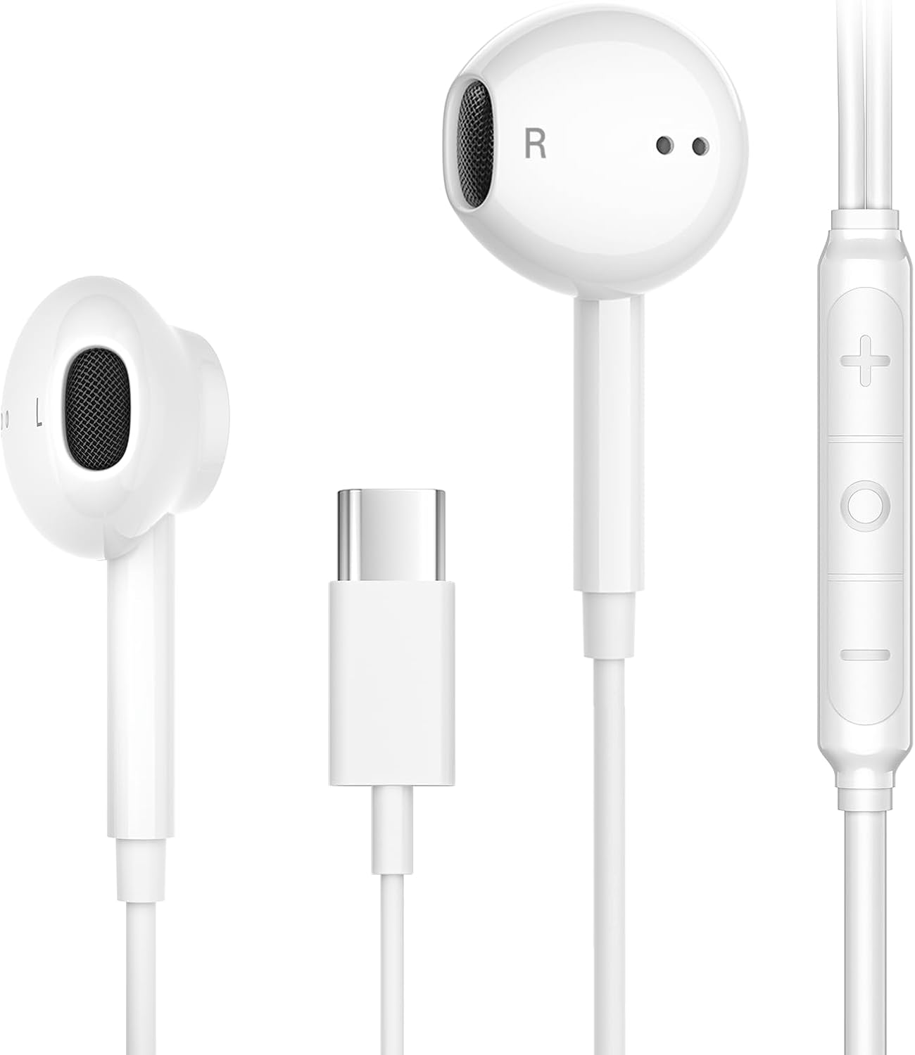 USB C Headphones Wired for iPhone 17/16/15 Pro Max Plus, Type C Earphones for MacBook iPad Pro Air Mini, Earbuds for Samsung, Google Pixel, Control Microphone, Volume, Music