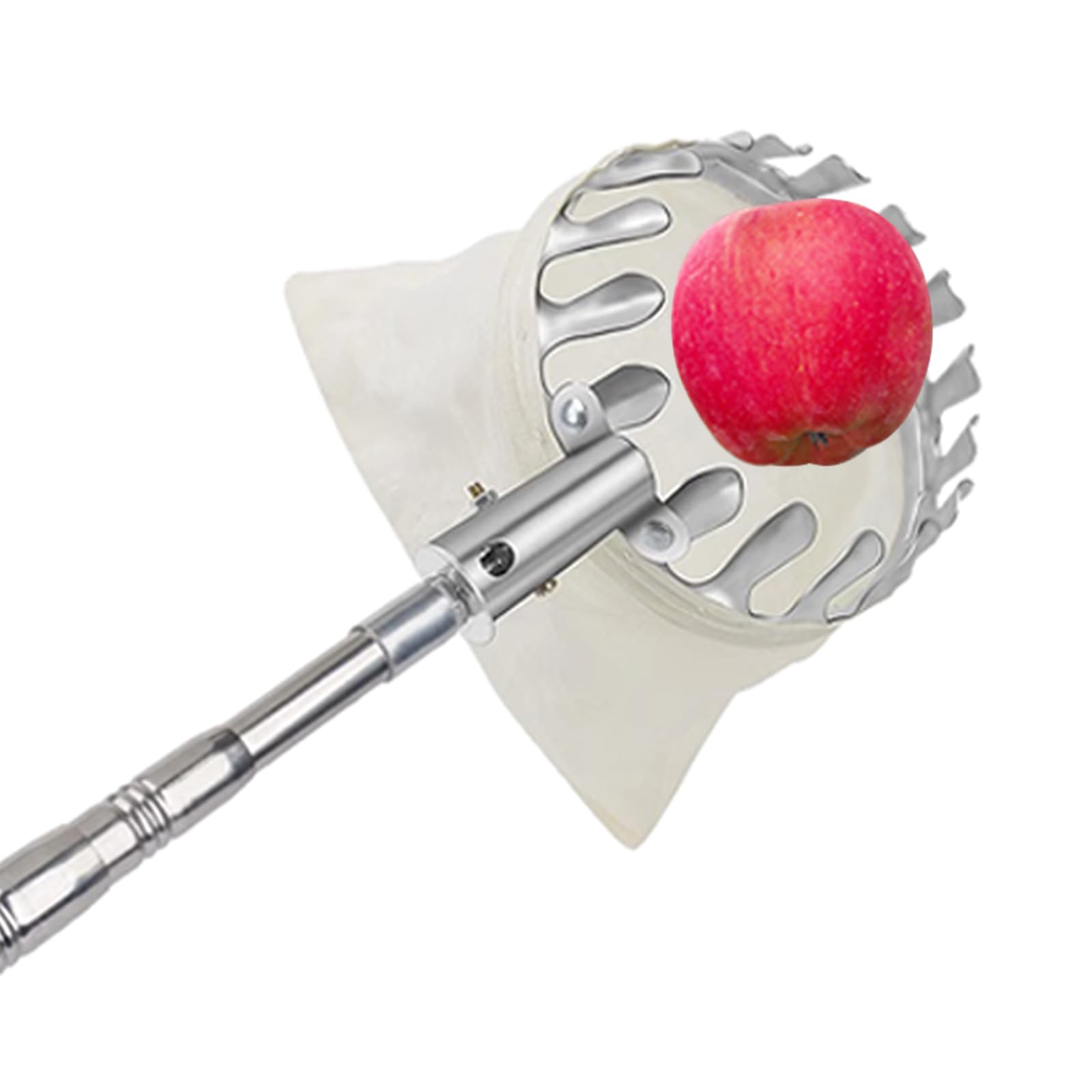Obstpflücker mit Teleskopstiel und Beutel Apfelpflücker Diameter 15 cm Obstsammler aus Edelstahl Kirschenpflücker Pflaumenpflücker for Reaching Inaccessible Places Obstgreifer Einfach zu Montieren