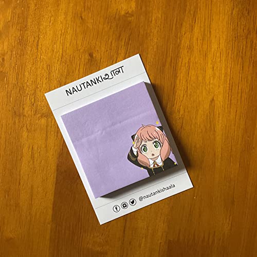 Image of Nautankishaala Anya Forger - SPYXFamily Sticky Notes | Self Adhesive | Notes, Reminders, Study, School and organizing (Purple, 1 Pc)
