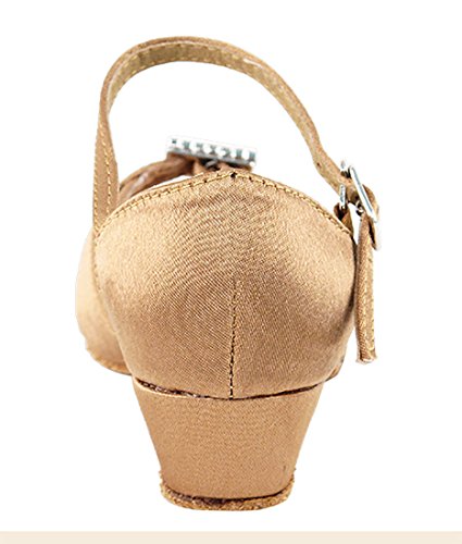 Very Fine Ballroom Latin Tango Salsa Dance Shoes for Girls - 1720G - 1.5 inch Heel-Brown Satin - Size - 2.5 M4