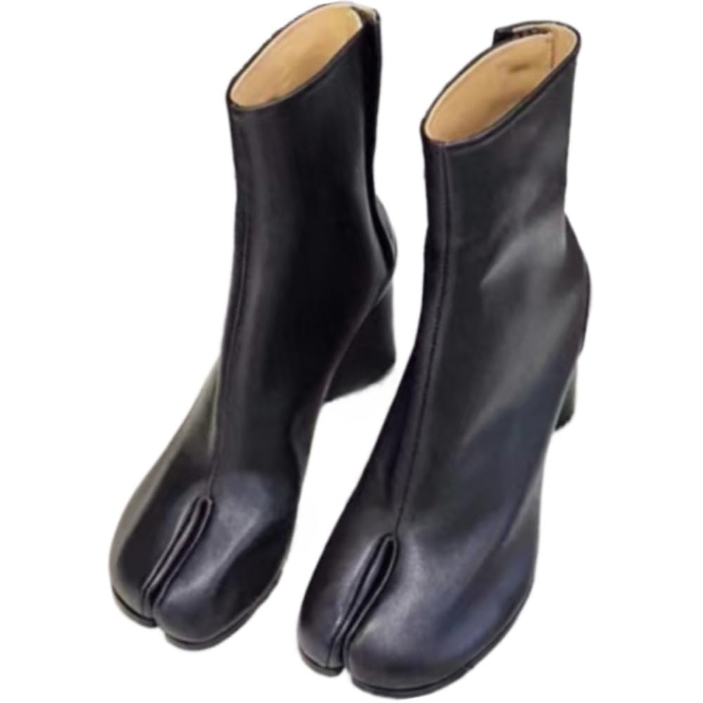 Geerta Tabi Boots Women Ankle Boots Low Heel Block Heels Booties - Low Top Split Toe Shoes Zip