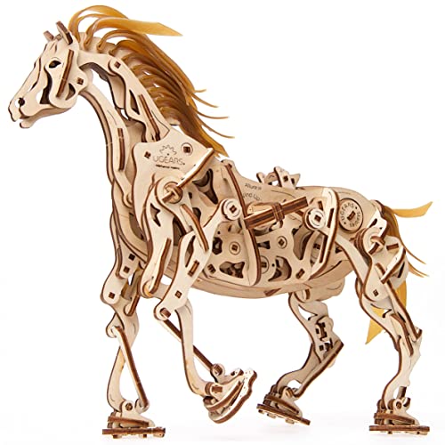 Ugears Caballo Mecánico - Puzzle 3D para Niños y Adultos - Mecánico Rompecabezas de Madera DIY