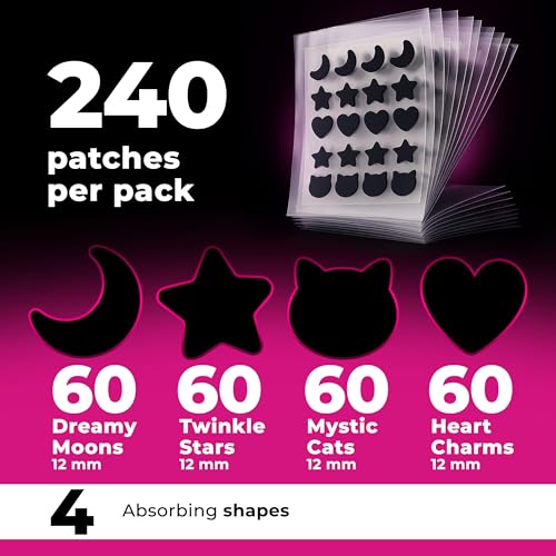 PatchRx Pimple Patches for Face Cute (Moon, Star, Cats, Heart), Zit Patches Star Sticker
