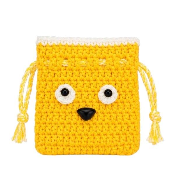 Handmade Crochet Chick Pouch for Kids | Cute Yellow Drawstring Coin Purse, Earbuds Case, Jewellery Organizer, Mini Storage Bag for Girls & Boys | Cartoon Animal Design-image-28