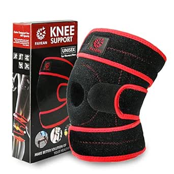 FAYEAN Kniebandage, lindert ACL, LCL, MCL, Meniskusriss, Arthritis, Sehnenscheidenentzündung, offenes Patella-Design, verstellbares Veclro, atmungsaktiv und bequem für Sport und Training