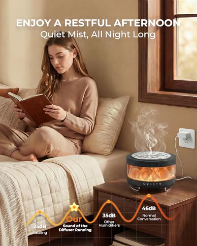 2-in-1 Aroma Diffuser & Salzkristall Lampe - 300ml Ultraschall Duftdiffusor mit 7 Farben LED Licht, Timer, leiser Luftbefeuchter-Funktion für ätherische, Ideal für Schlafzimmer,Büro,Schwarze Holzoptik