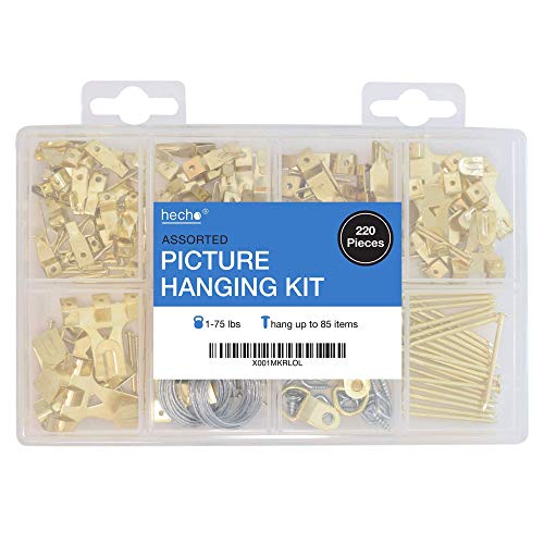 Assorted Picture Hanging Kit | 220 Piece Assortment with Wire, Picture Hangers, Hooks, Nails and Hardware for Frames #1