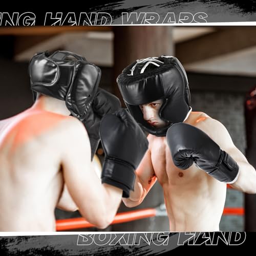Image of Kanayu 14 Pcs Boxing Gloves and Headgear Set for Beginners Youth 16 Ounce Boxing Gloves Headgear Helmet Hand Wraps Mouth Guards Equipment for Beginners Training Equipment Gifts