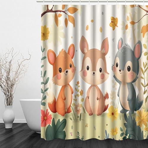 Rideau de douche écureuil 180x200cm lavable en polyester imperméable - 3