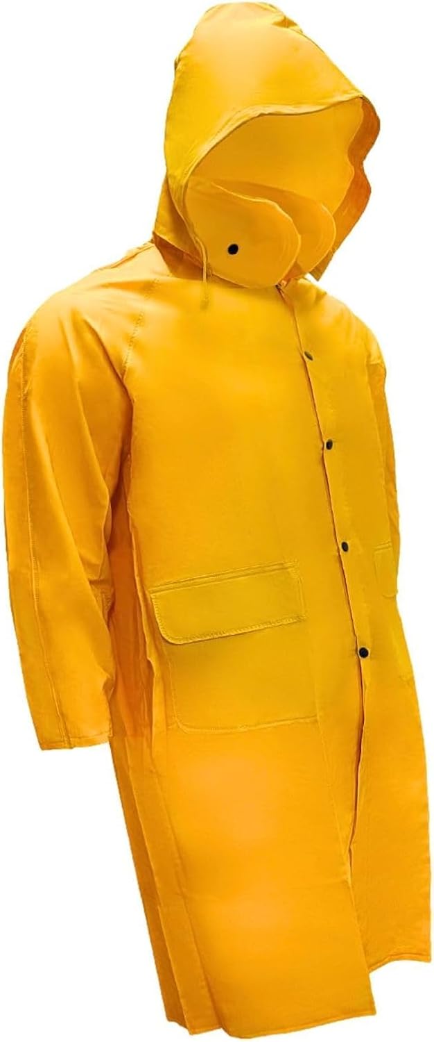 Magid Heavyweight 14 Mil PVC Rain Jacket with Detachable Hood - Unisex Yellow Lined Raincoat for Maximum Protection
