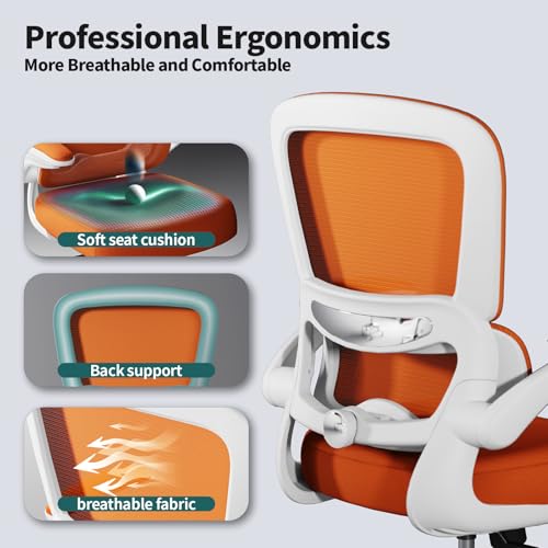 Image of TRALT Office Chair - Ergonomic Desk Chair with Adjustable Lumbar Support, Mesh Computer Chair, Executive Chair for Home Office Comfortable Lumbar Support (1, Orange)