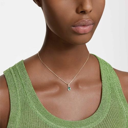 Swarovski Chroma Halskette, Grüne und Vergoldete Damenhalskette mit Strahlendem Anhänger