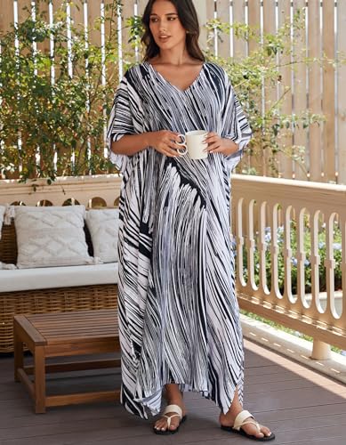 Image of NFVNKJ Women's Plus Size Beach Lounge Kaftan Maxi Dress Swimsuit Coverup for Women