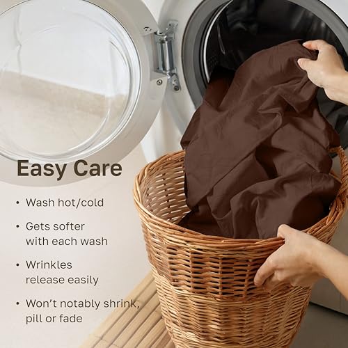 Image of California Design Den Cotton King Pillowcase Set - 400 Thread Count, 100% Cotton Sateen Pillowcases, Set of 2 Pillow Covers, Soft and Breathable - Espresso Chocolate Brown