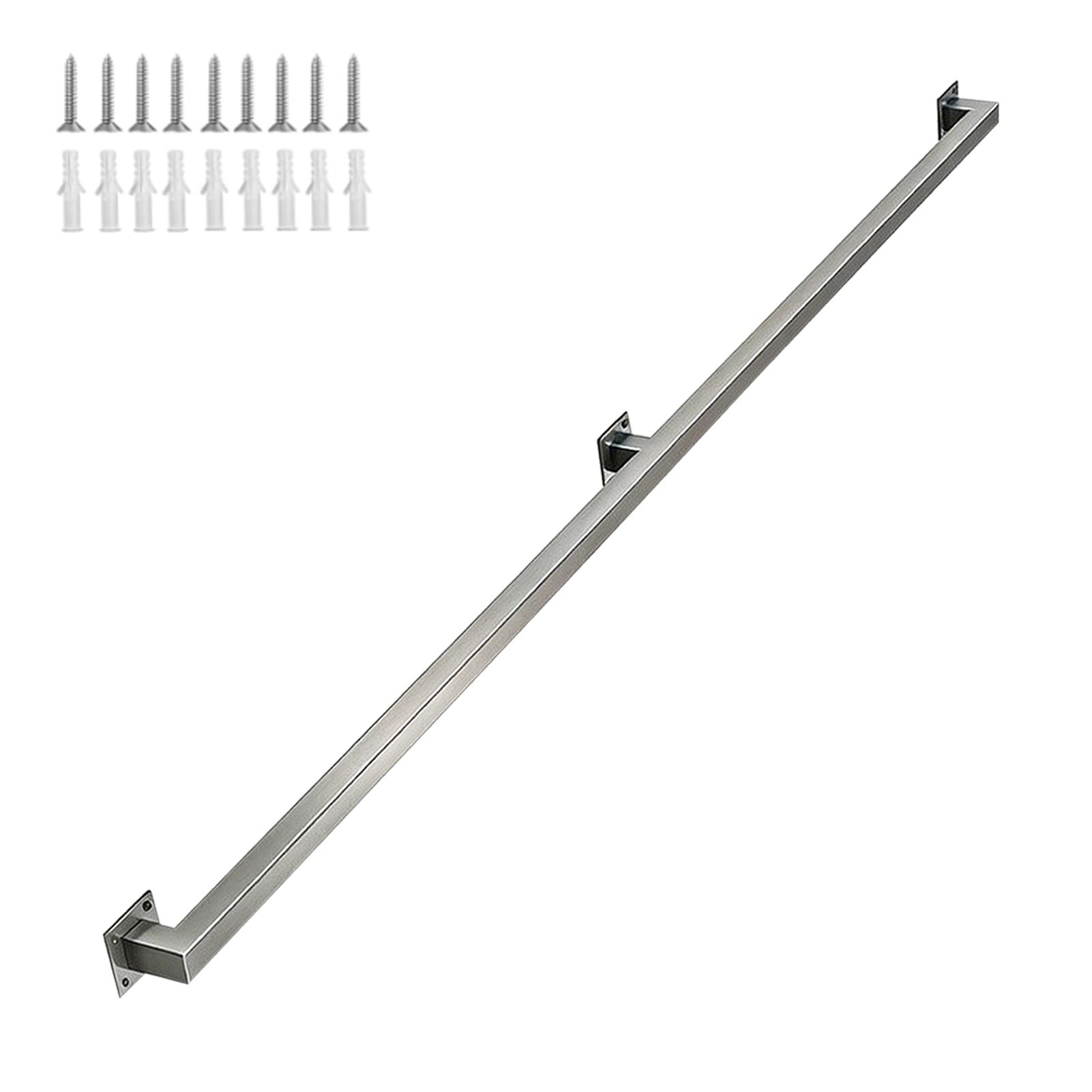 Hamankim One Color 1Ft-20Ft Industrial Stairs Handrail For Wall, Metal Banister Railing Support Rod With Fittings, Stainless Steel Guardrail Hand Rails For Loft Porch Garage Deck(3.3Ft/1M)