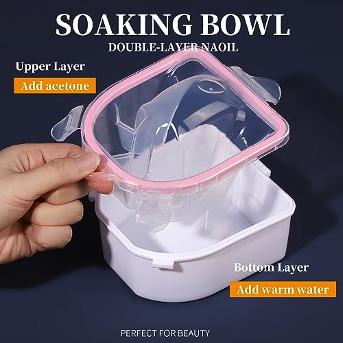 image for Teenitor Nail Soaking Bowl, Soak Off Gel Polish Dip Powder Remover, Ma