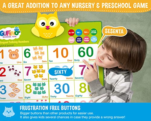 Bilingual Talking Number Poster for Toddlers - English & Spanish Learning for Toddlers. Numbers, Colors, Songs… - Image 3