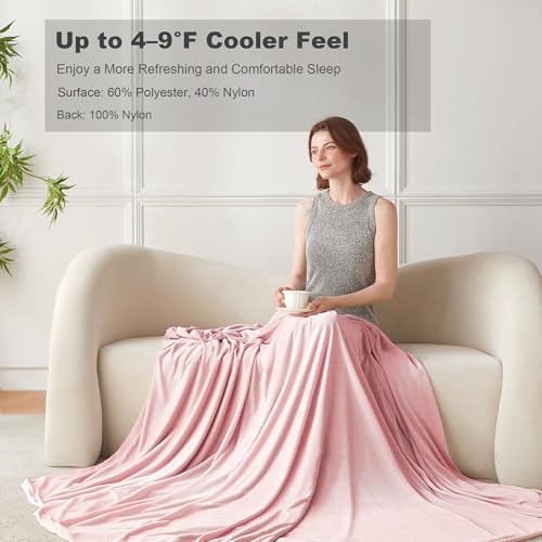 Image of COOVA Cooling Blanket for Hot Sleepers,Lightweight Summer Cold Thin Blanket for Night Sweats and Hot Flashes,Breathable Soft Blanket for Bed Couch Sofa,(Pink,90x108 inches)
