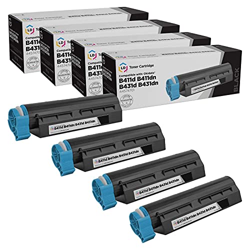 LD Compatible Toner Cartridge Replacement for Okidata 44574701 (Black, 4-Pack) Compatible with MB Series MB461 MFP, MB471, MB471W, OKI B Series B411d, B411dn, B431d, B431dn