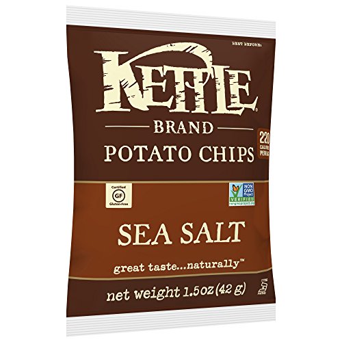 Image of Kettle Brand Potato Chips, Sea Salt, Single-Serve 1.5 Ounce (Pack of 64)