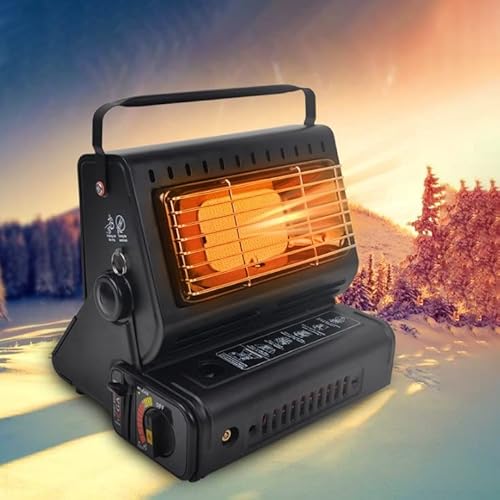 QCLUEU Calentador de gas portátil para interiores, calentador de depósito de gas de calefacción de 1300 W, calentador de patio portátil de cerámica, para acampar, interior y exterior, mini tienda de c