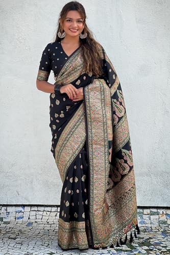 Image of SGF11 Women's Kanjivaram Pure Soft Silk Saree With Unstitched Blouse Piece