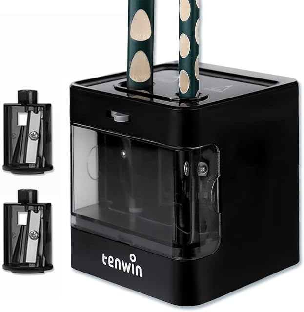 tenwin Electric Pencil Sharpener,Dual Power Supply, Suitable for Portable Pencil Sharpeners of 6-12mm Colored Pencils, Children/Artist/Adults/Office/School/Home