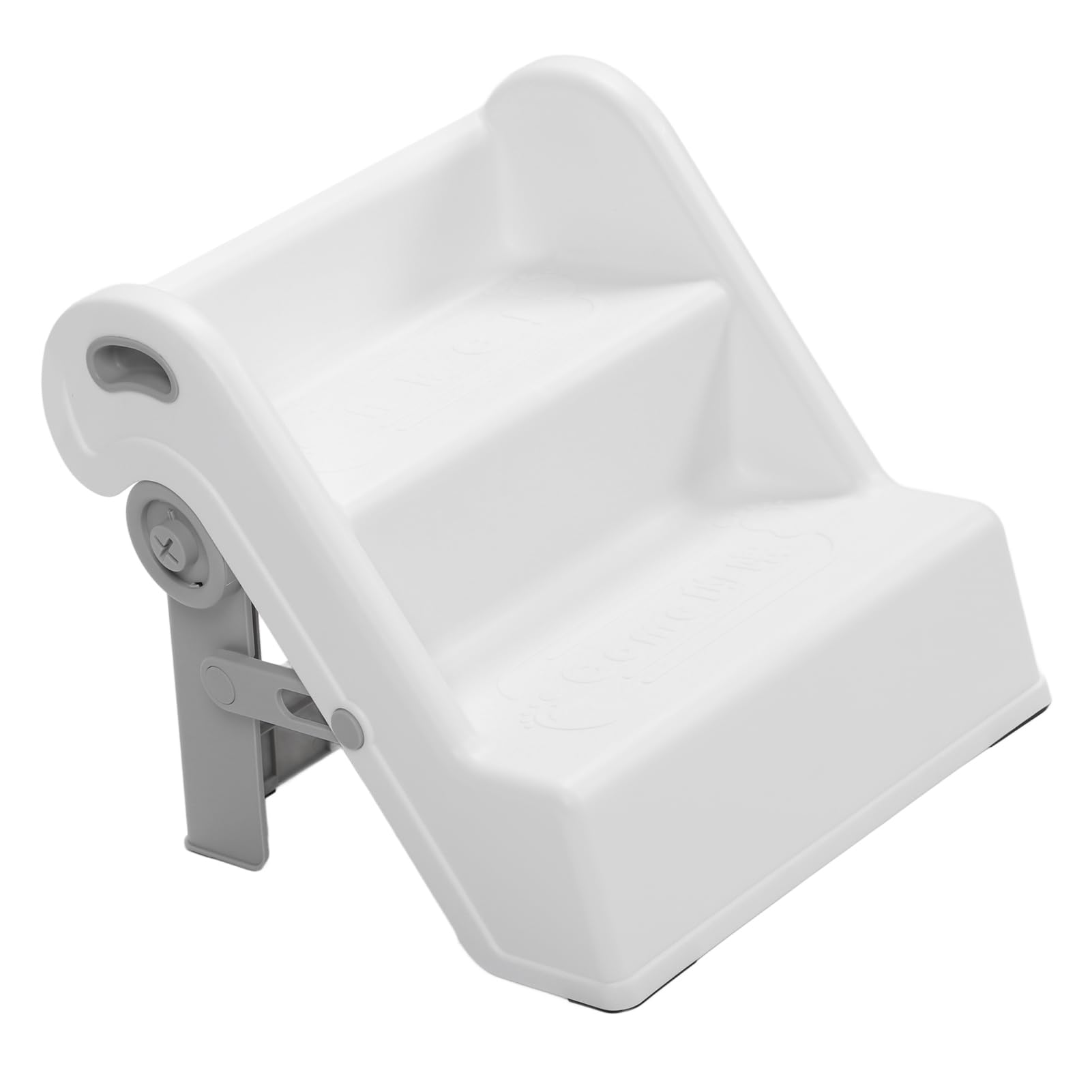 Sgabello pieghevole a 2 gradini, con superficie antiscivolo per l'addestramento del vasino, sgabello per riporre il bagno, materiale: plastica (bianco)