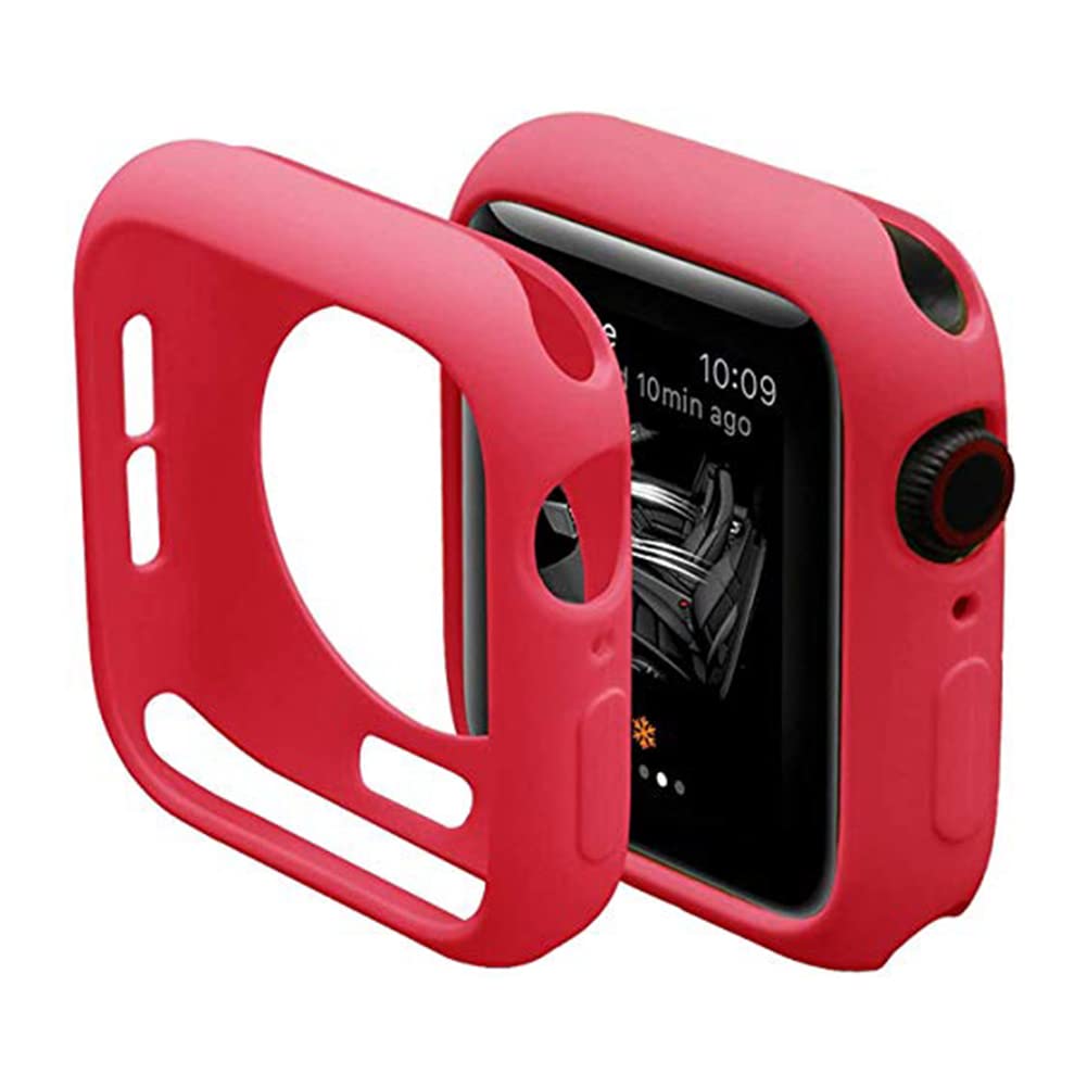 Compatible with Apple Watch 41mm 45mm Case, Soft TPU Protective Bumper Cover for iwatch Series 9 8 7 Case (Red,45mm)
