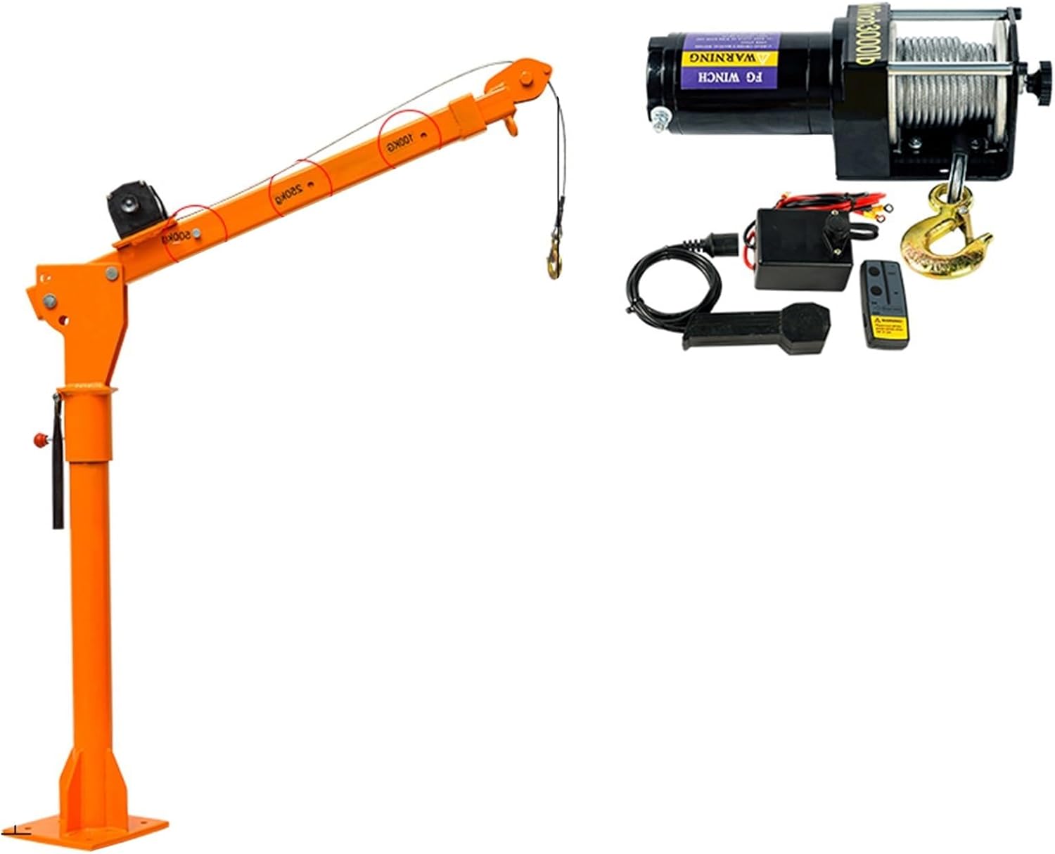 Hand Crank/Electric Small Crane, Vehicle-Mounted Household Crane 12v 24v, Truck-Mounted Lifting Hoist(800kg 12v)