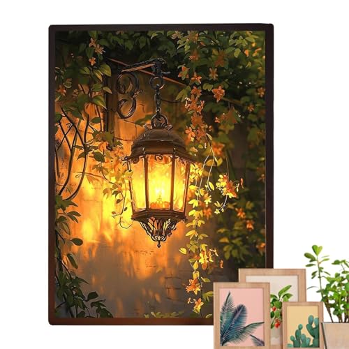 Pintura LED de decoración para salón y lámpara de arte regulable con efecto de brillo realista